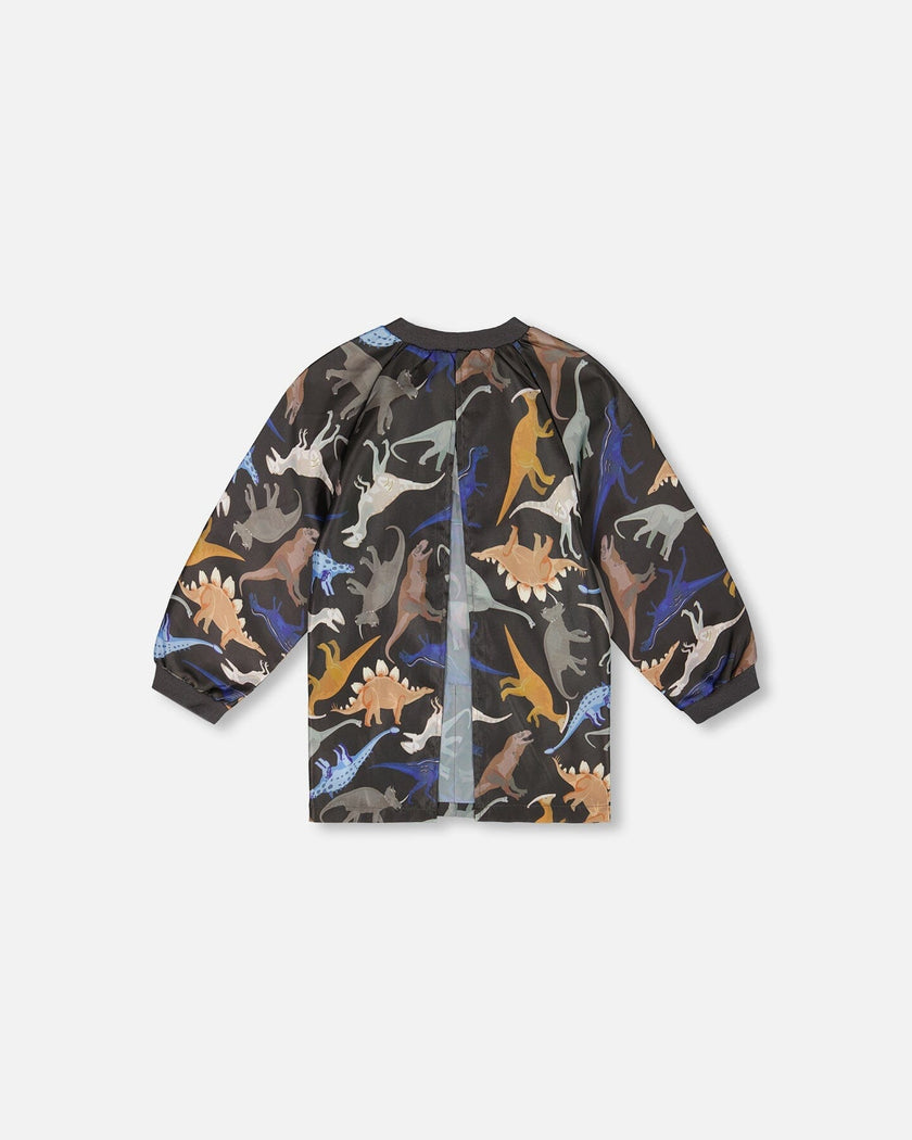 School Apron Black Dinosaur Print
