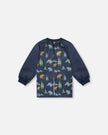 School Apron Navy Animal Print