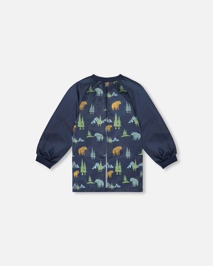 School Apron Navy Animal Print