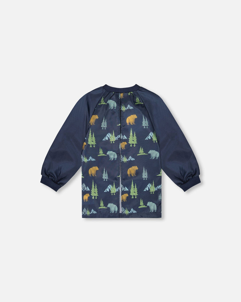 School Apron Navy Animal Print