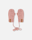 Baby Knit Mittens With String Dusty Pink