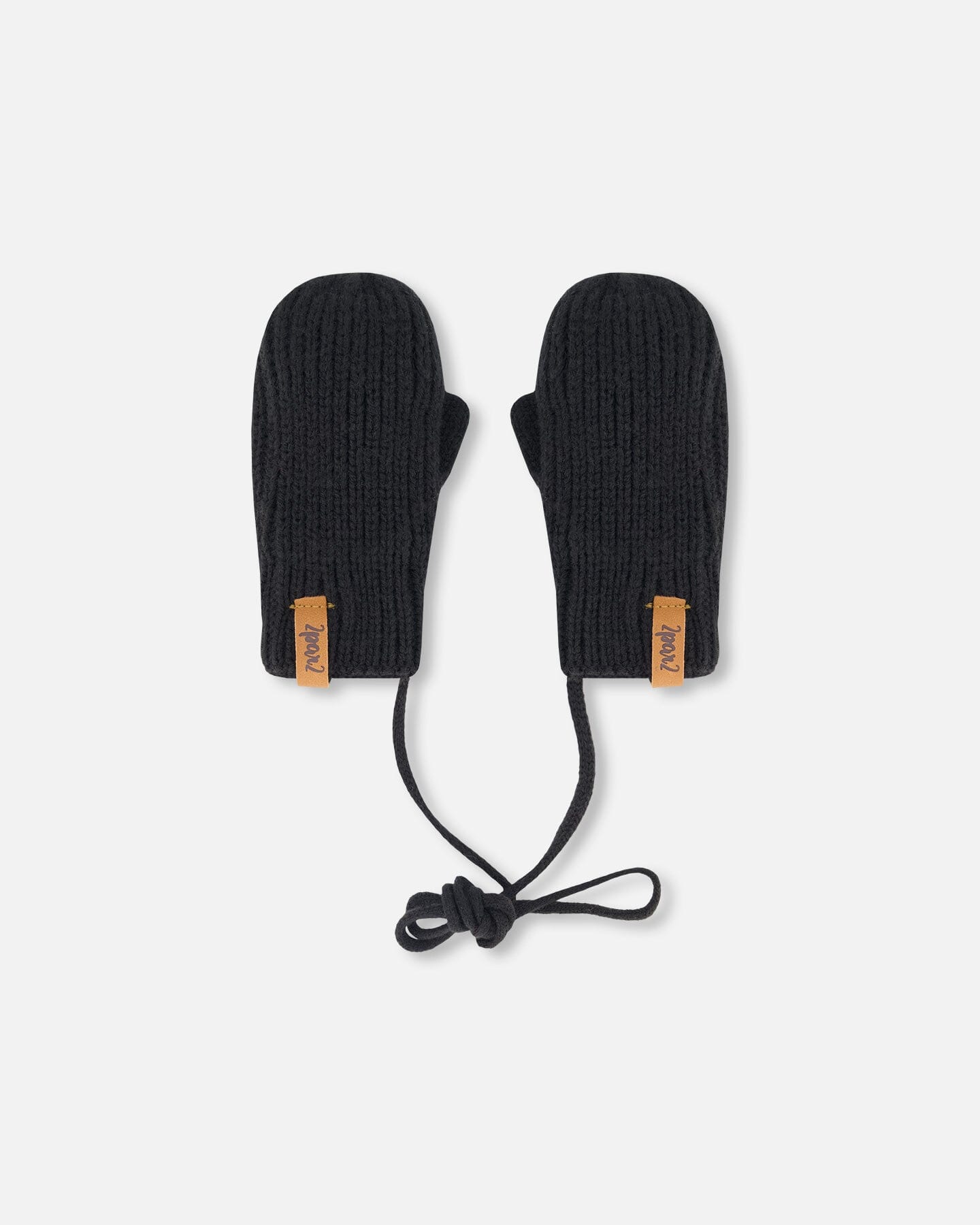 Baby Knit Mittens With String Black