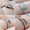 925 Sterling Silver Adjustable Snake Ring With Green Zircon - Fashion Jewelry In 4 Colors