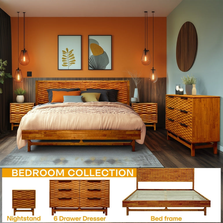 Elara Solid Wood Dresser with 6 Drawers