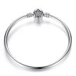 Sterling Silver Snake Chain Bangle Bracelet with CZ Pavé