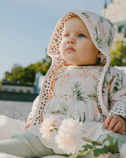 Muslin Tunic And Pointelle Leggings Set Peach Deer Print & Green