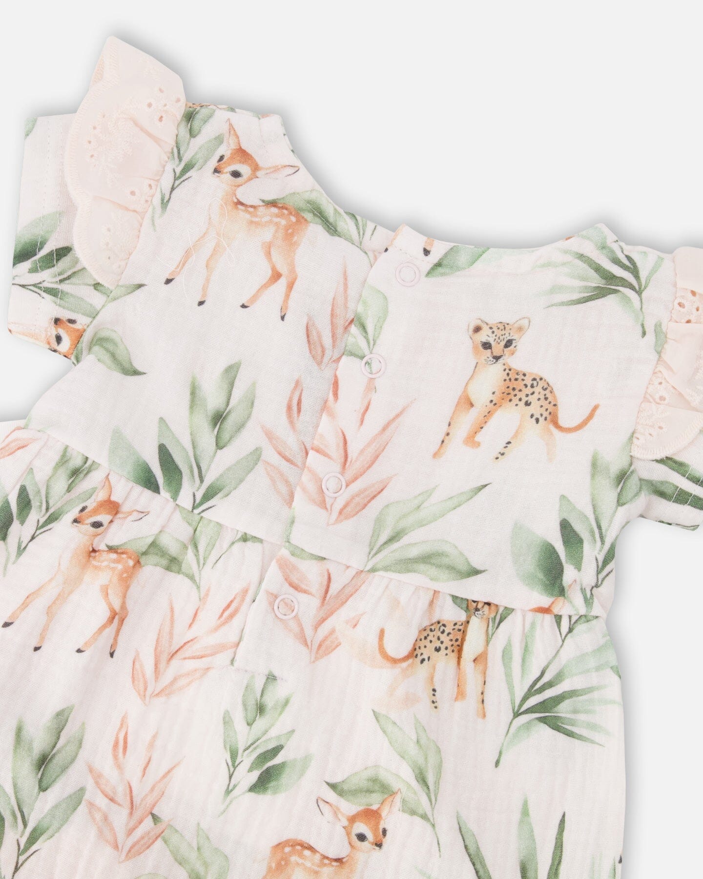 Muslin Tunic And Pointelle Leggings Set Peach Deer Print & Green