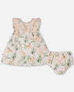 Muslin Dress And Bloomer Set Peach Deer Print