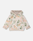 Muslin And Organic Cotton Jersey Reversible Hooded Jacket Peach Deer/Leopard Print