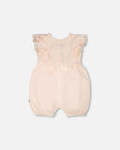Organic Cotton Jersey Romper With Frills Peach