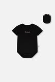 Evolutive Organic Cotton Jersey Onesie Black