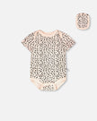 Evolutive Organic Cotton Jersey Onesie Peach Animal Print