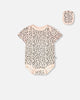 Evolutive Organic Cotton Jersey Onesie Peach Animal Print