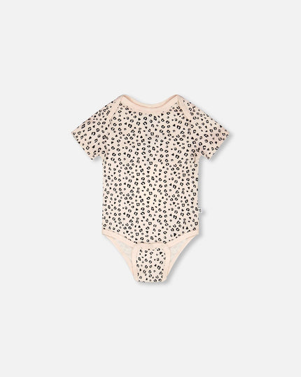 Evolutive Organic Cotton Jersey Onesie Peach Animal Print