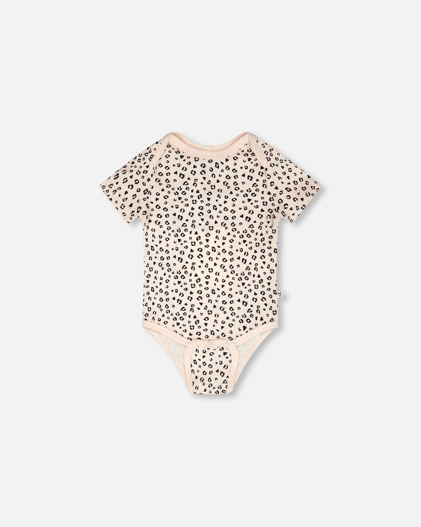 Evolutive Organic Cotton Jersey Onesie Peach Animal Print