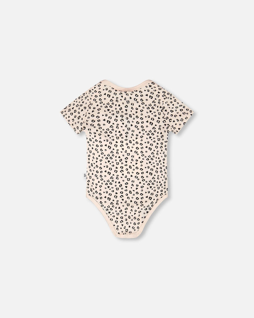 Evolutive Organic Cotton Jersey Onesie Peach Animal Print