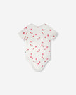 Evolutive Cotton Rib Jersey Onesie White Printed Strawberries