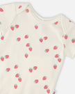 Evolutive Cotton Rib Jersey Onesie White Printed Strawberries