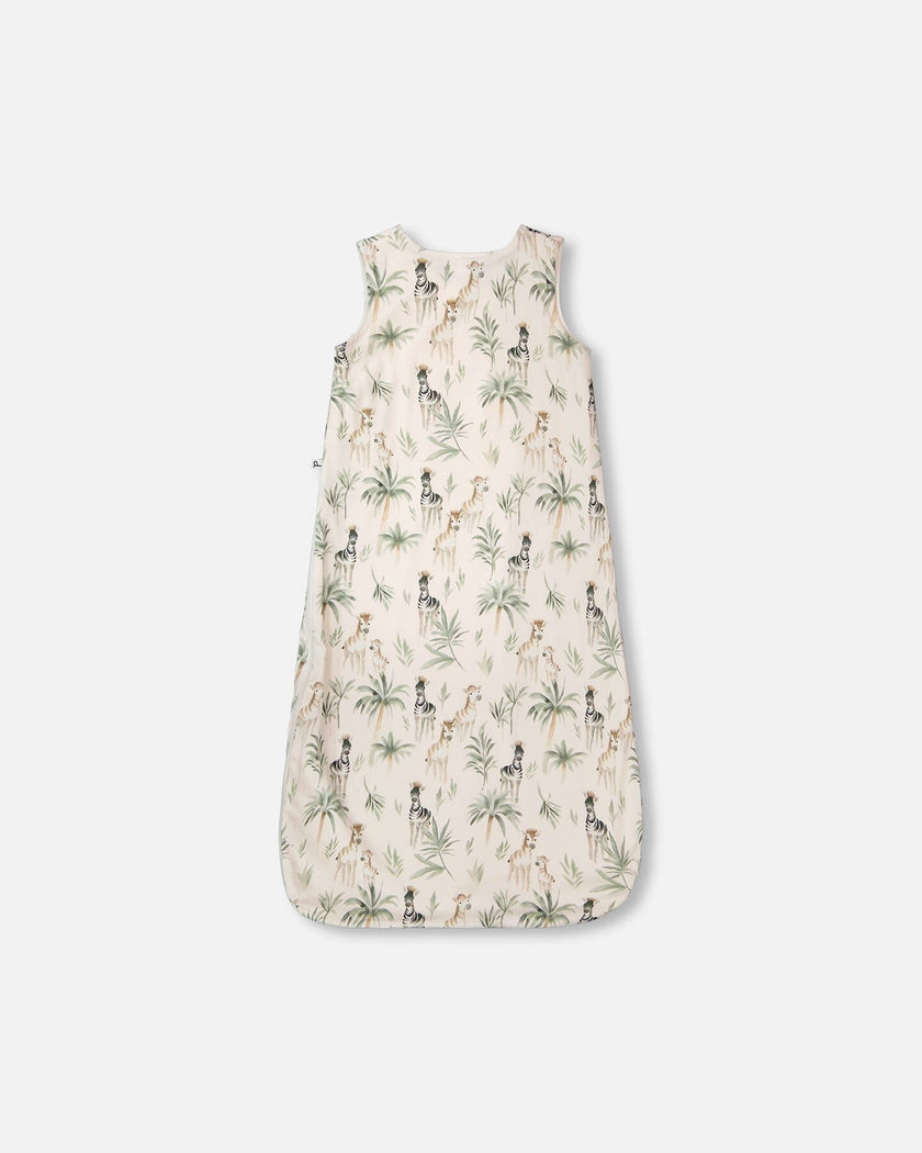 Organic Cotton Jersey Muslin Sleep Sack Beige Zebra Print