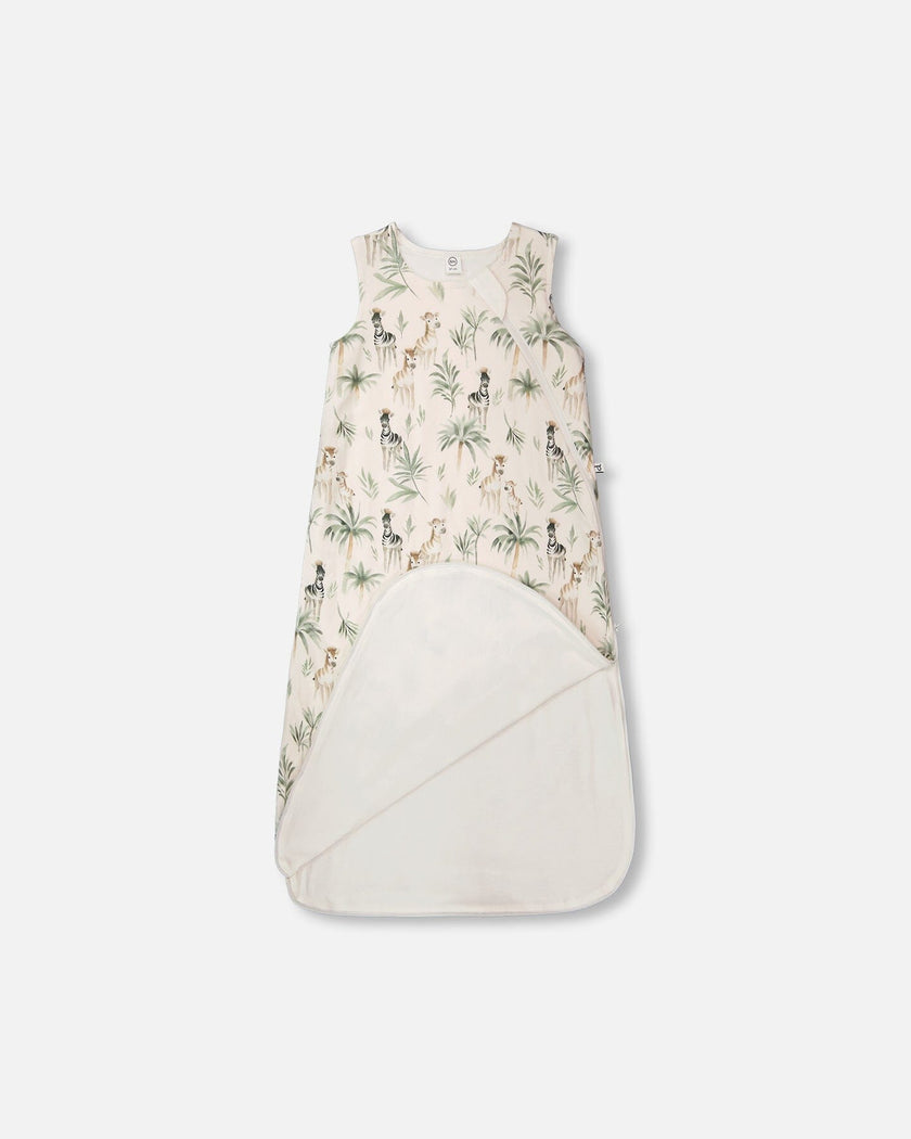 Organic Cotton Jersey Muslin Sleep Sack Beige Zebra Print
