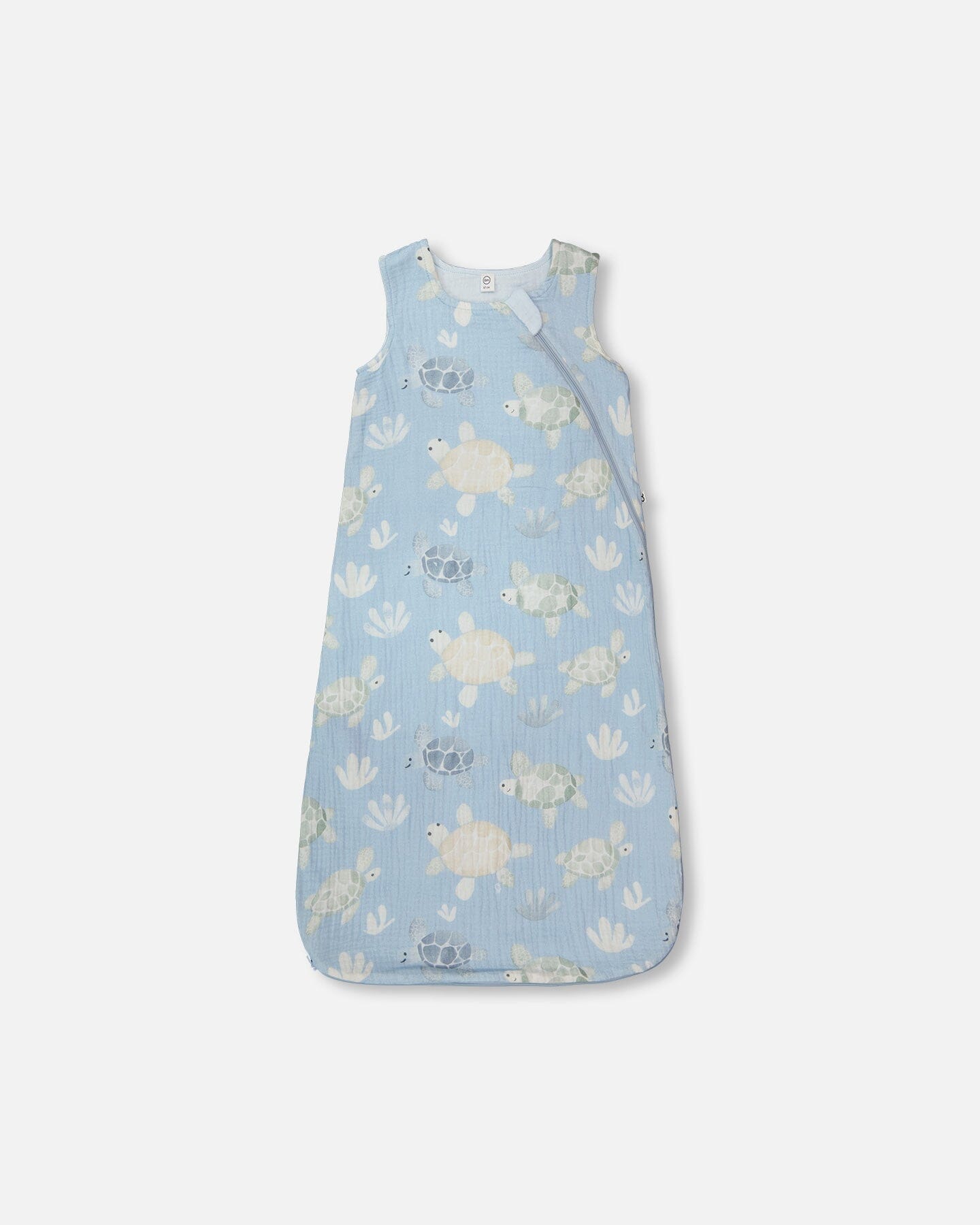 Cotton Jersey Muslin Sleep Sack Blue Turtle Print