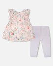 Cotton Muslin Tunic And Rib Jersey Leggings Set Pink Printed Berries And Lilac