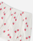 Cotton Rib Jersey Top And Short Set White Printed Strawberries