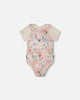 Organic Cotton Jersey Onesie And Muslin Overall Set White And Pink Printed Berries