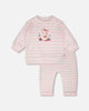 Cotton Jersey Top And Pants Set White And Pink Stripes