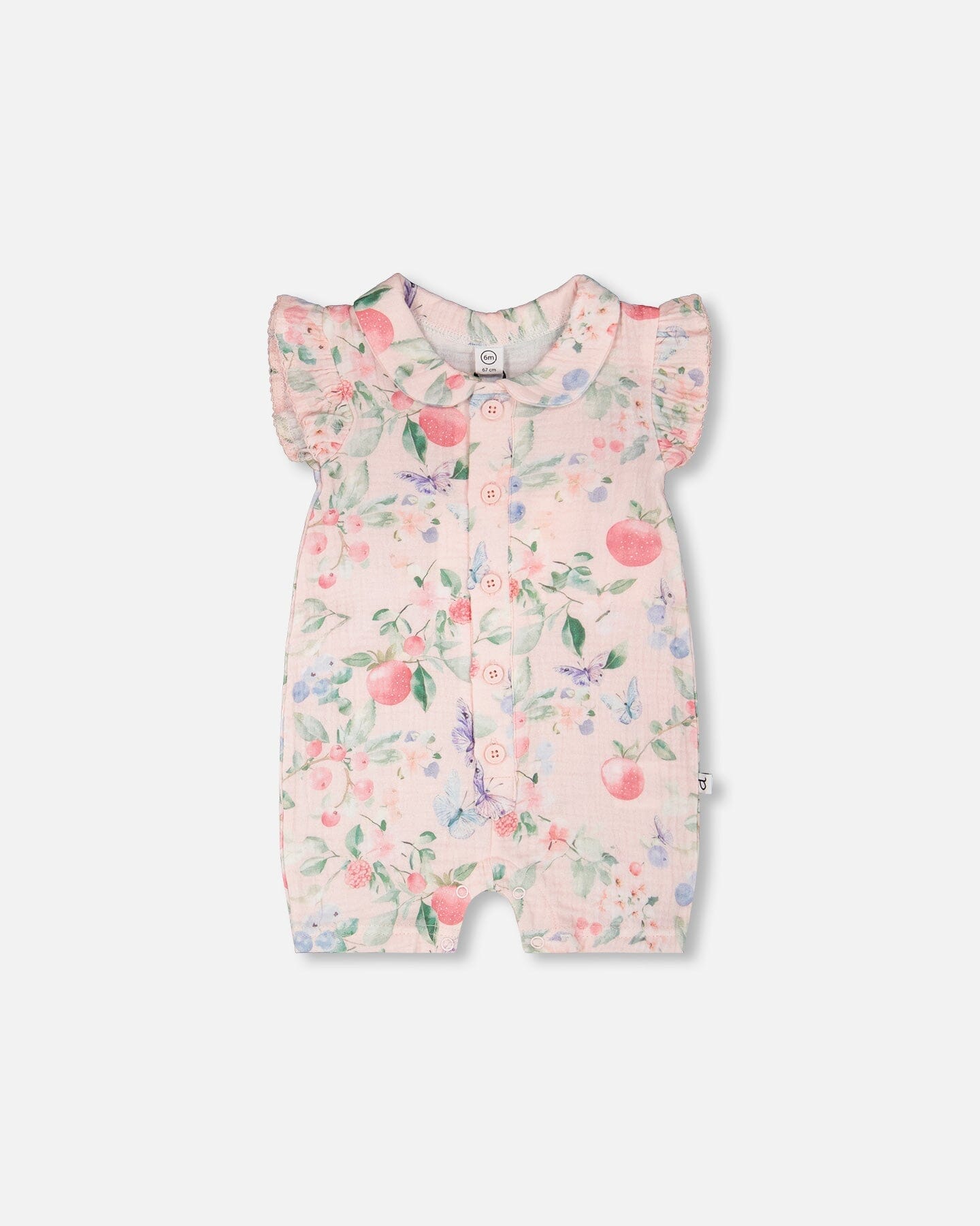 Cotton Muslin Romper Pink Printed Berries