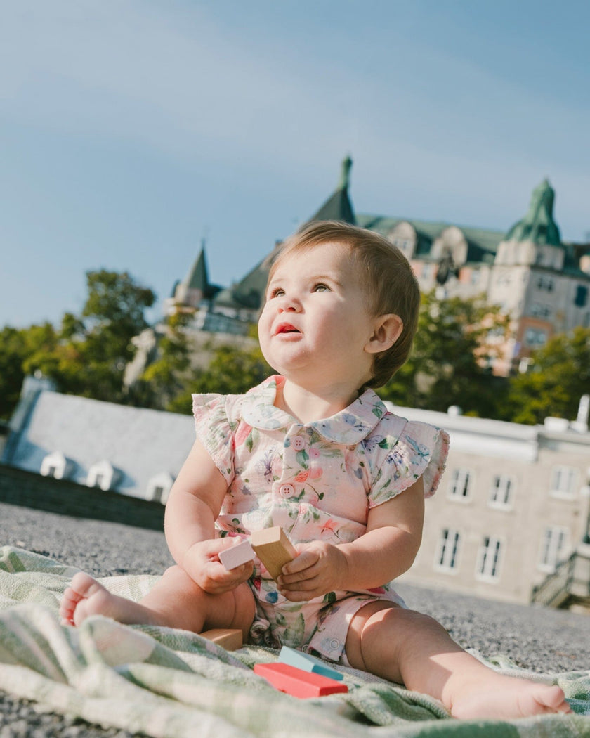 Cotton Muslin Romper Pink Printed Berries
