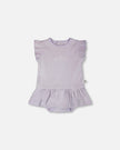 Cotton Rib Jersey Romper With Frill Lilac