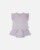 Cotton Rib Jersey Romper With Frill Lilac