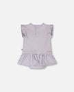 Cotton Rib Jersey Romper With Frill Lilac
