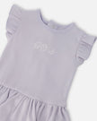 Cotton Rib Jersey Romper With Frill Lilac