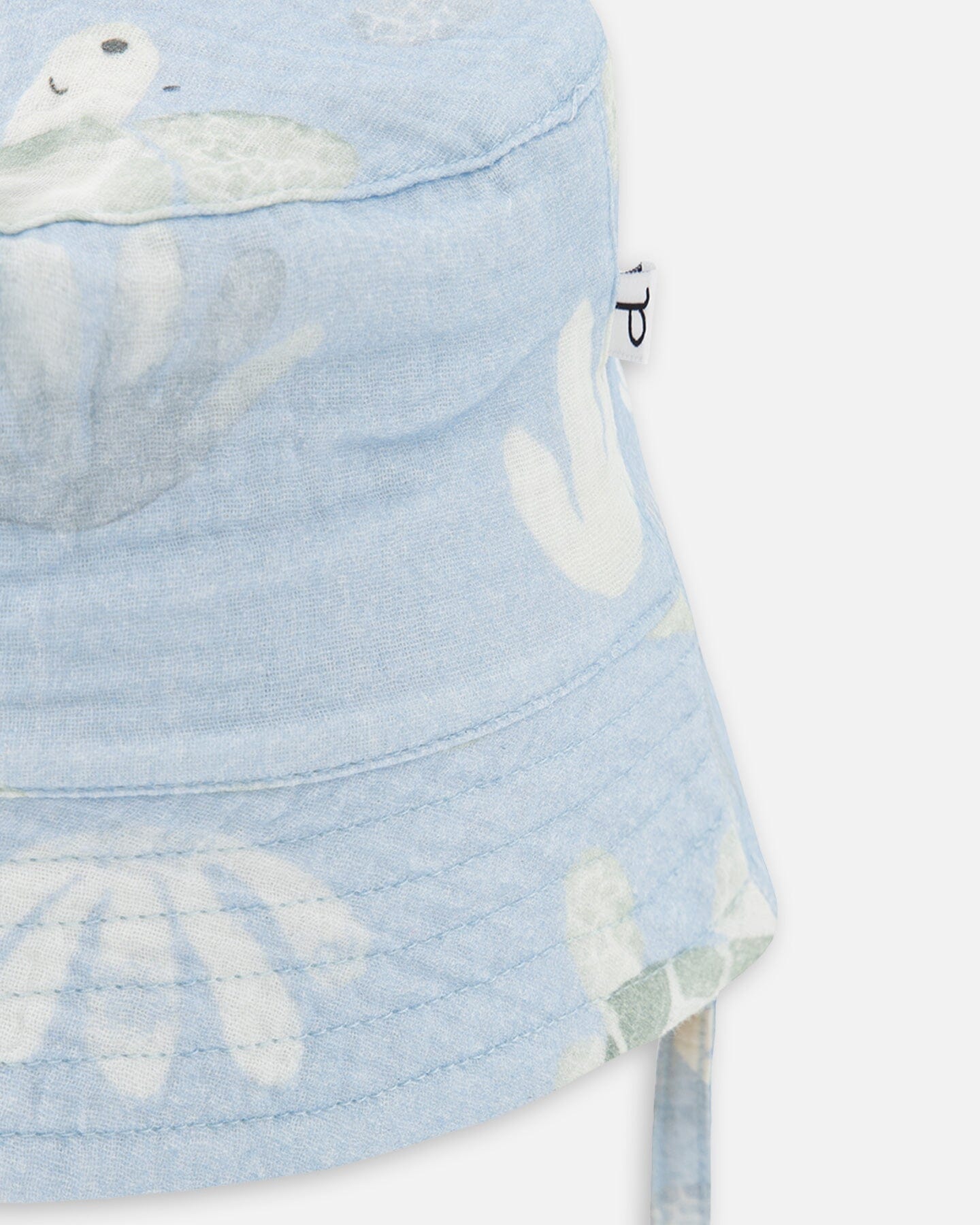 Cotton Muslin Hat Blue Turtle Print