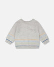 Cotton Knit Striped Button Front Cardigan Light Heather Grey