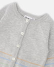 Cotton Knit Striped Button Front Cardigan Light Heather Grey