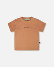 Cotton Rib Jersey T-Shirt And Organic Cotton Jersey Short Set Caramel And Beige Zebra Print