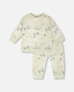 Organic Cotton Jersey Sweater And Pants Set Sage Green Animal Print