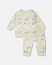 Organic Cotton Jersey Sweater And Pants Set Sage Green Animal Print