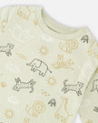 Organic Cotton Jersey Sweater And Pants Set Sage Green Animal Print
