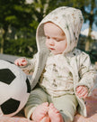 Organic Cotton Jersey T-Shirt And Cotton Rib Pants Set Beige Zebra Print And Sage Green