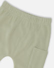 Organic Cotton Jersey T-Shirt And Cotton Rib Pants Set Beige Zebra Print And Sage Green