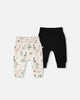 2 Pack Organic Cotton Jersey Evolutive Pants Beige Zebra Print