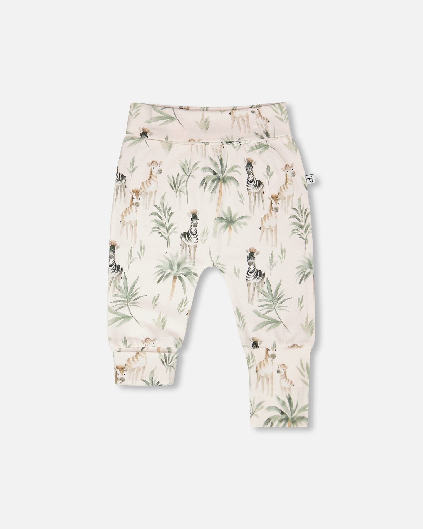 2 Pack Organic Cotton Jersey Evolutive Pants Beige Zebra Print