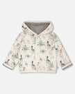 Organic Cotton Jersey Reversible Hooded Jacket Beige Zebra Print