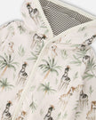Organic Cotton Jersey Reversible Hooded Jacket Beige Zebra Print