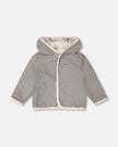 Organic Cotton Jersey Reversible Hooded Jacket Beige Zebra Print