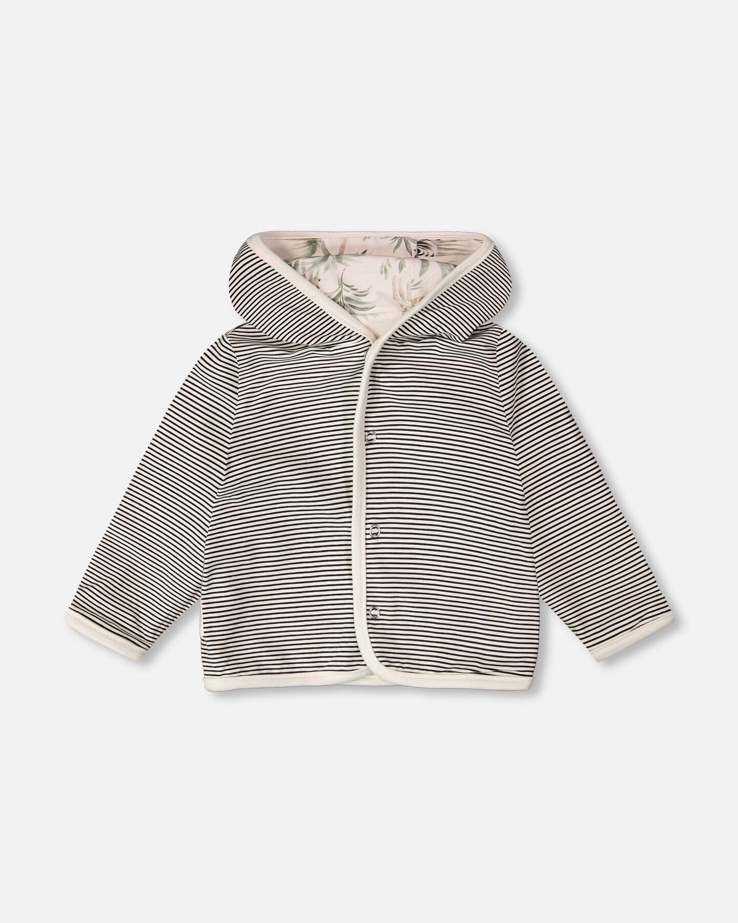Organic Cotton Jersey Reversible Hooded Jacket Beige Zebra Print